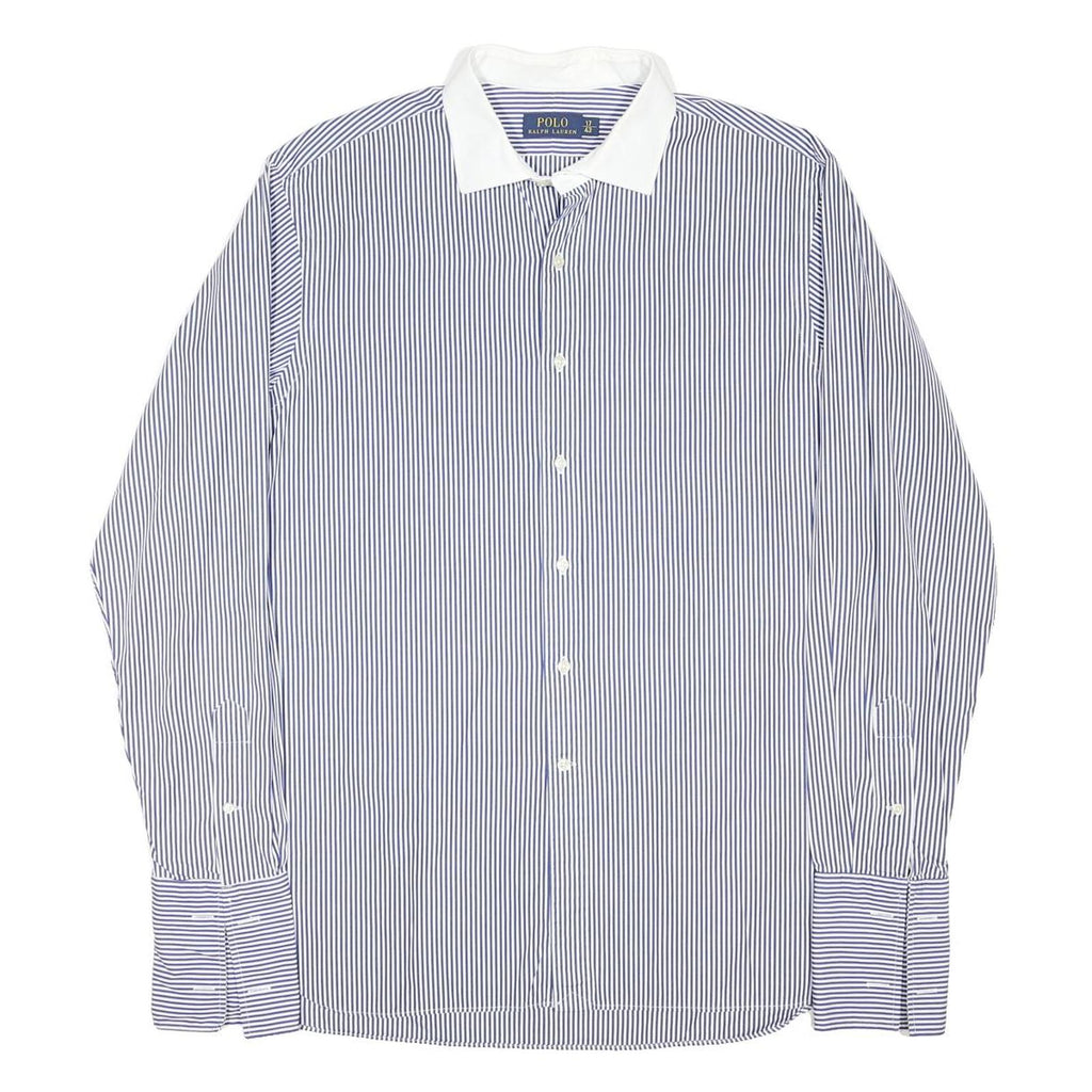 POLO RALPH LAUREN Mens Blue & White Striped Shirt XL Button-Down Collar Cotton