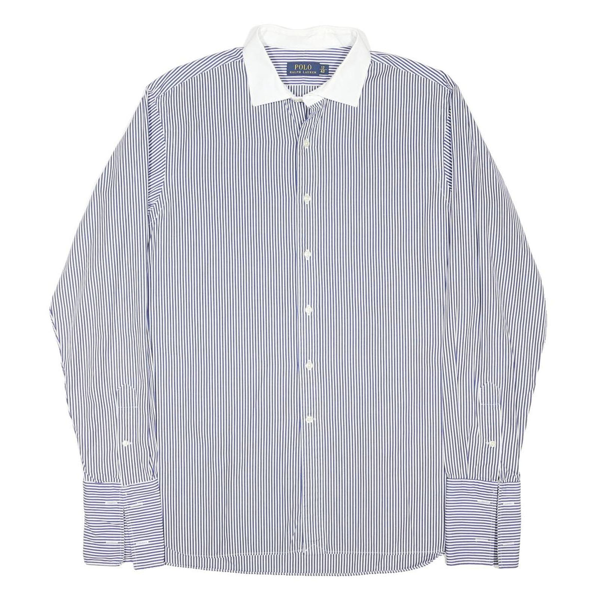 POLO RALPH LAUREN Mens Blue & White Striped Shirt XL Button-Down Collar Cotton