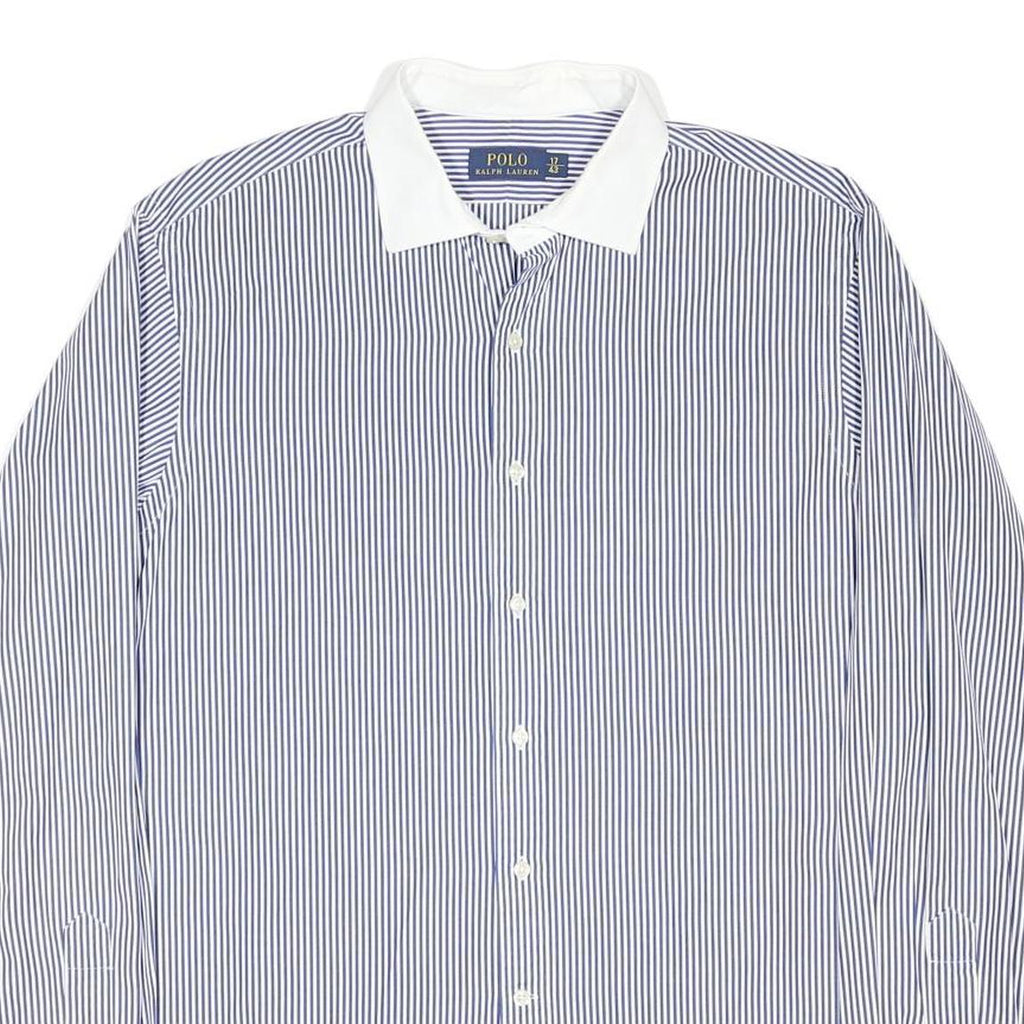 POLO RALPH LAUREN Mens Blue & White Striped Shirt XL Button-Down Collar Cotton