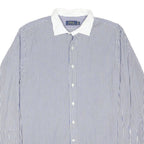 POLO RALPH LAUREN Mens Blue & White Striped Shirt XL Button-Down Collar Cotton