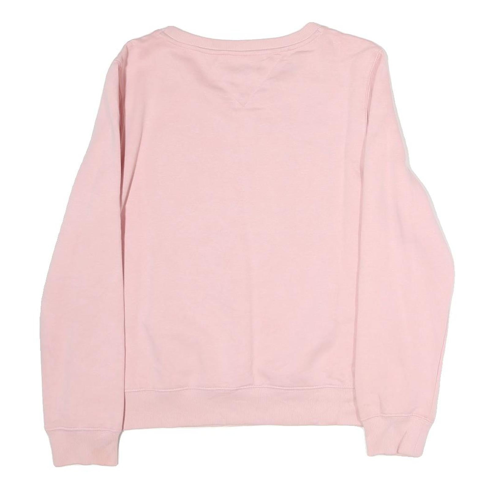 TOMMY JEANS Womens Pink Cotton Crew Neck Sweatshirt S Logo Print Casual