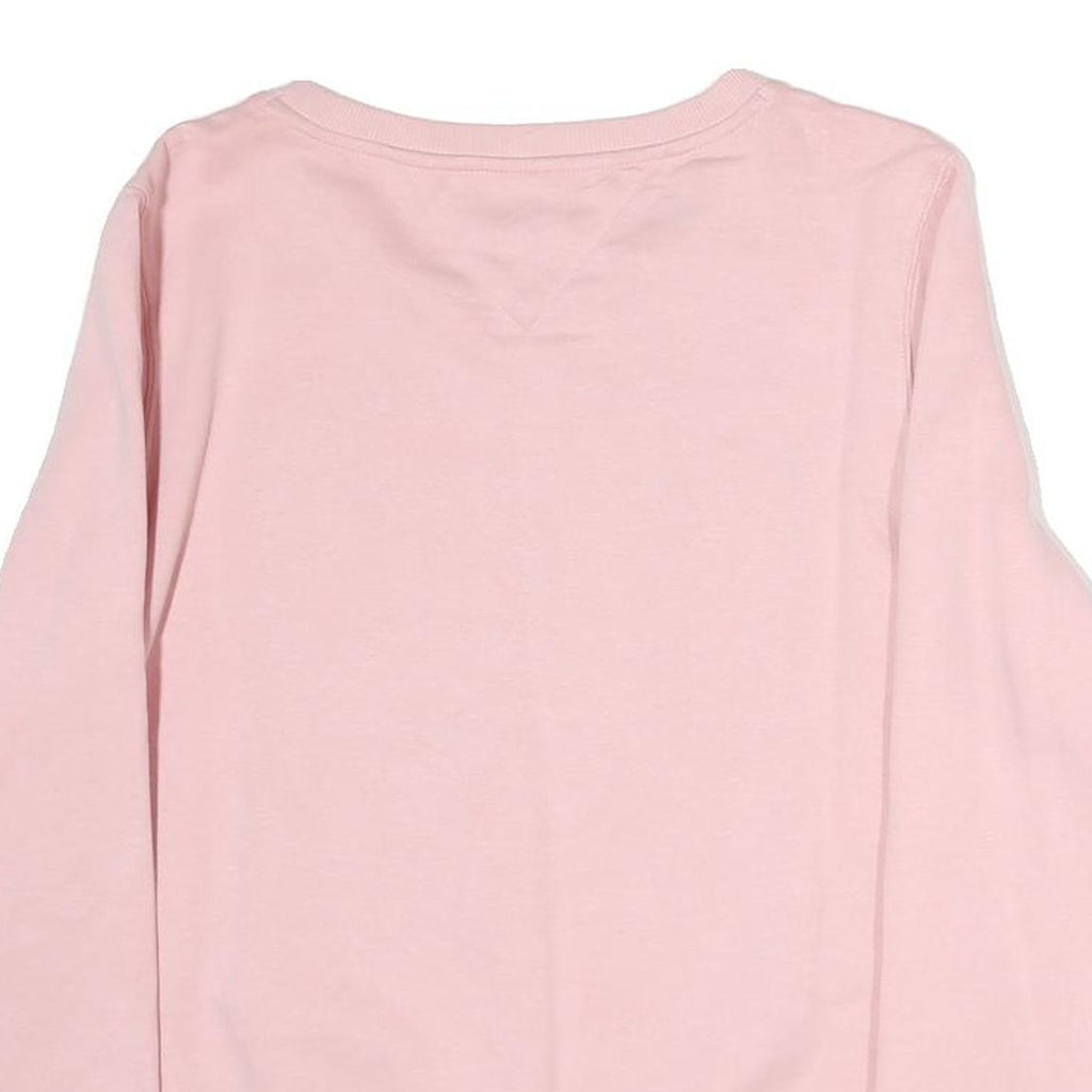 TOMMY JEANS Womens Pink Cotton Crew Neck Sweatshirt S Logo Print Casual