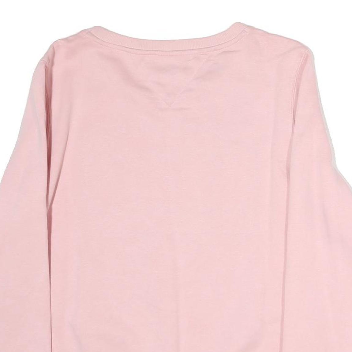 TOMMY JEANS Womens Pink Cotton Crew Neck Sweatshirt S Logo Print Casual