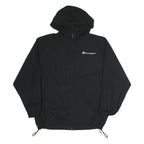 CHAMPION Mens Black Zip Hooded Jacket XL Polyester Plain Sportswear Casual