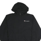 CHAMPION Mens Black Zip Hooded Jacket XL Polyester Plain Sportswear Casual
