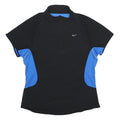 NIKE Womens Black & Blue Modern T-Shirt L Short Sleeve 1/4 Zip Polyester Sports