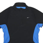 NIKE Womens Black & Blue Modern T-Shirt L Short Sleeve 1/4 Zip Polyester Sports
