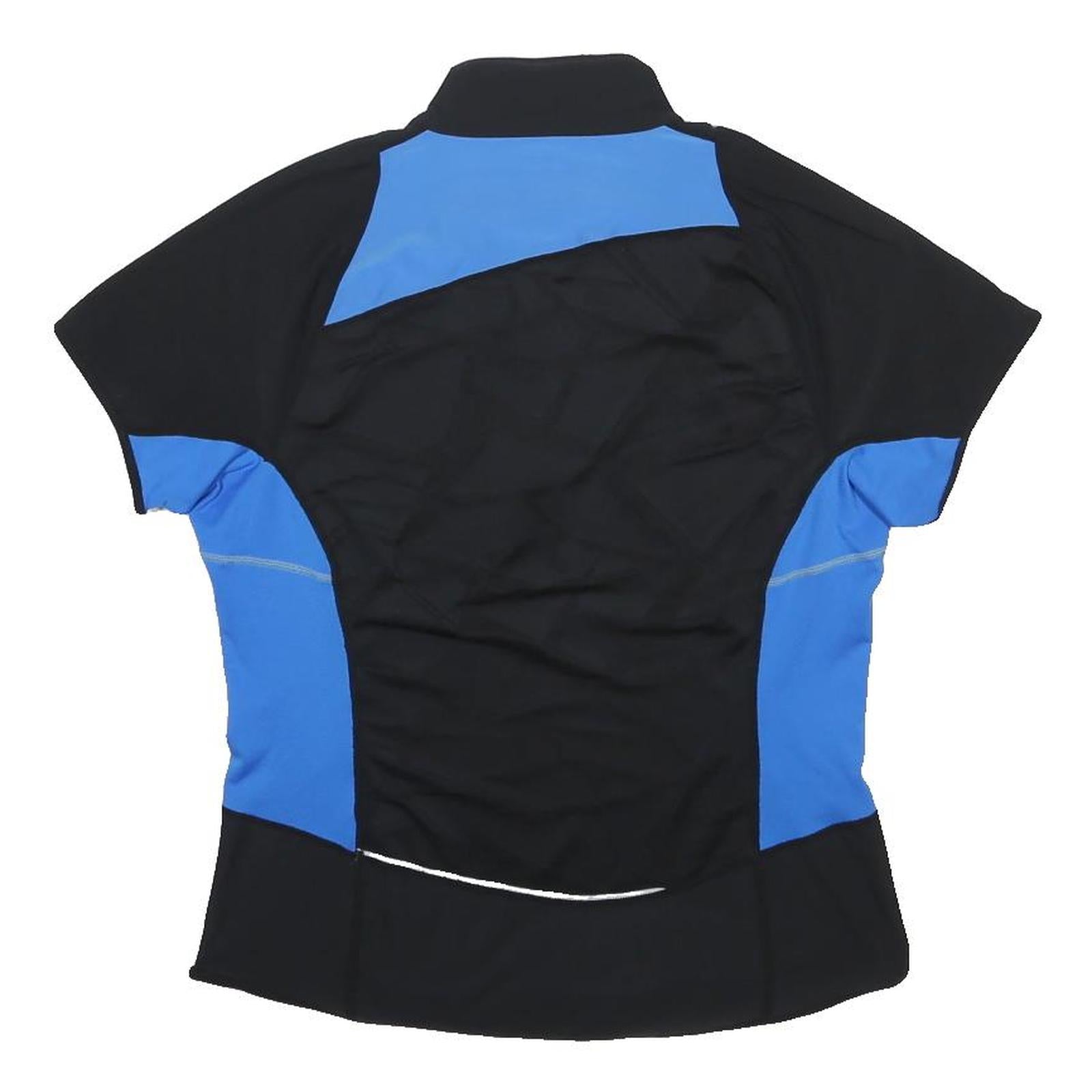 NIKE Womens Black & Blue Modern T-Shirt L Short Sleeve 1/4 Zip Polyester Sports