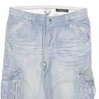 KENZARRO Mens Shorts Blue Cargo Denim 2XL W35 Cotton Blend Casual Length