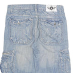 KENZARRO Mens Shorts Blue Cargo Denim 2XL W35 Cotton Blend Casual Length