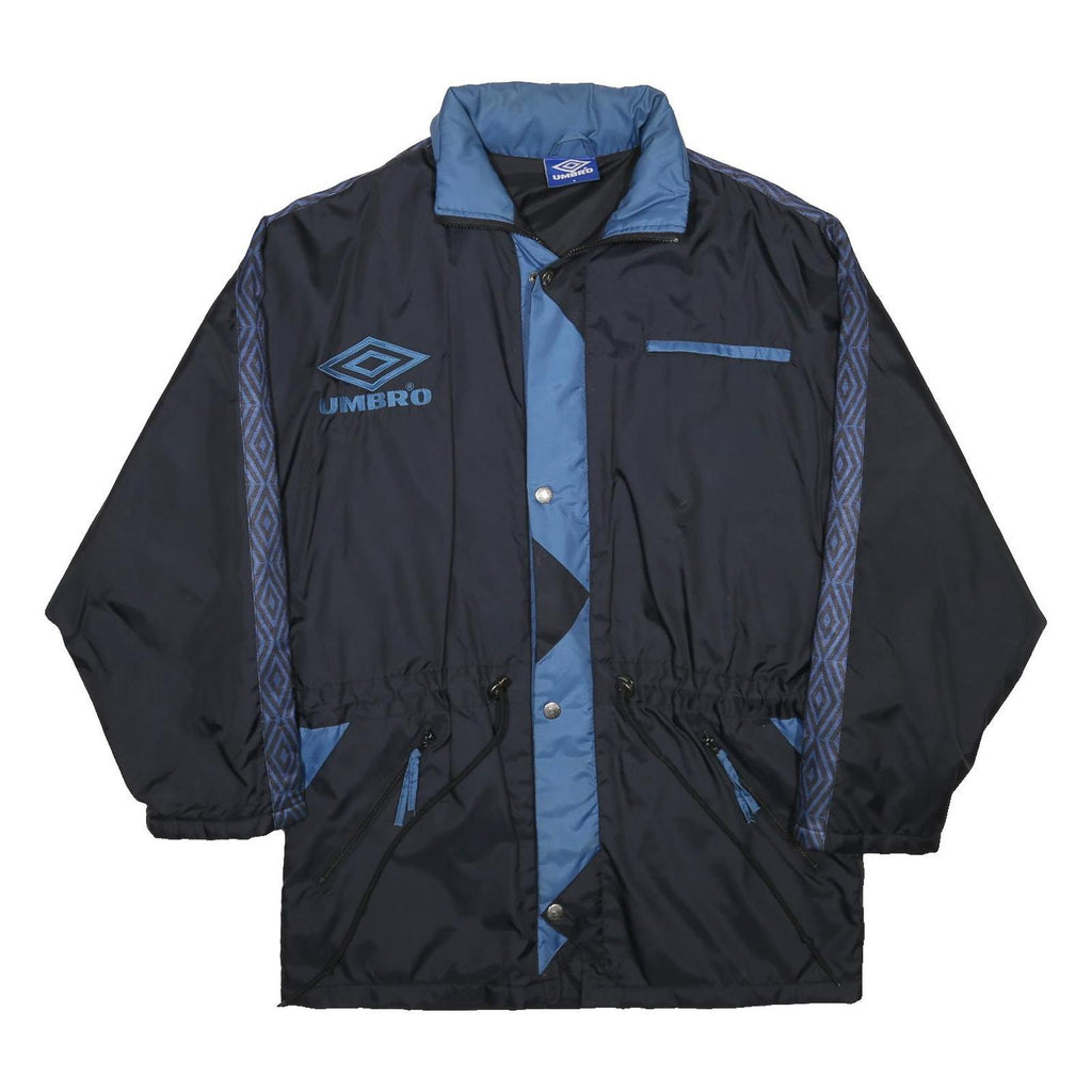 UMBRO Mens Black & Blue Nylon Zip Jacket S Track Retro Sports Casual