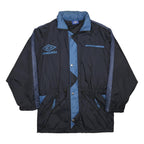 UMBRO Mens Black & Blue Nylon Zip Jacket S Track Retro Sports Casual
