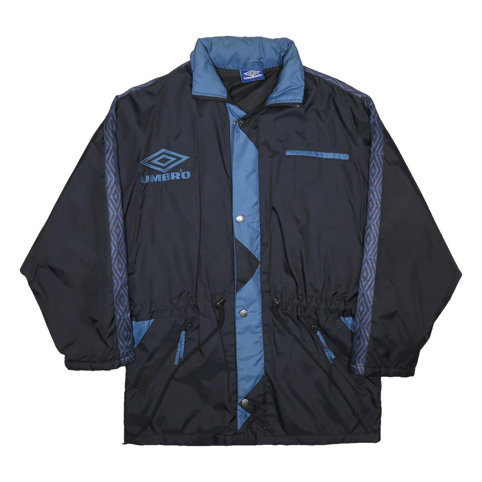 UMBRO Mens Black & Blue Nylon Zip Jacket S Track Retro Sports Casual