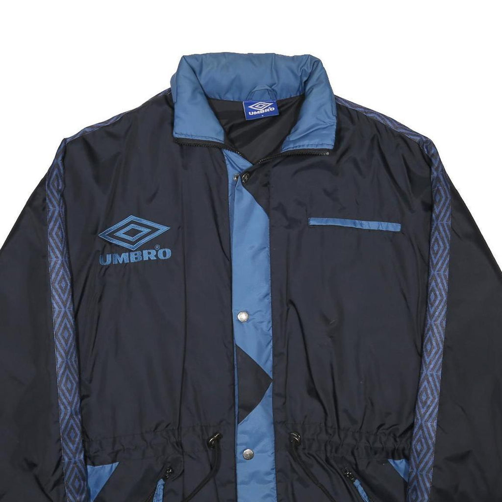 UMBRO Mens Black & Blue Nylon Zip Jacket S Track Retro Sports Casual