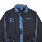 UMBRO Mens Black & Blue Nylon Zip Jacket S Track Retro Sports Casual