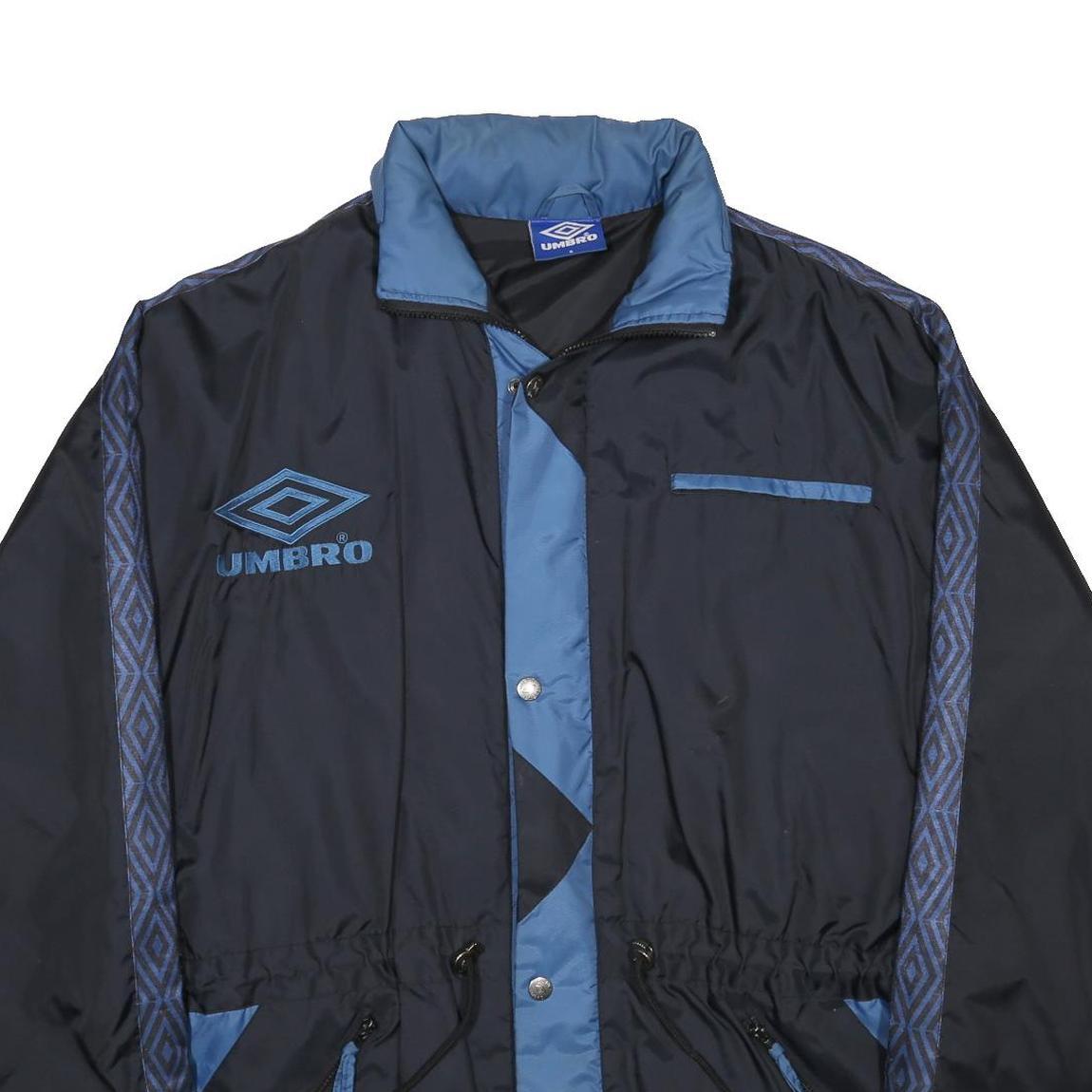UMBRO Mens Black & Blue Nylon Zip Jacket S Track Retro Sports Casual