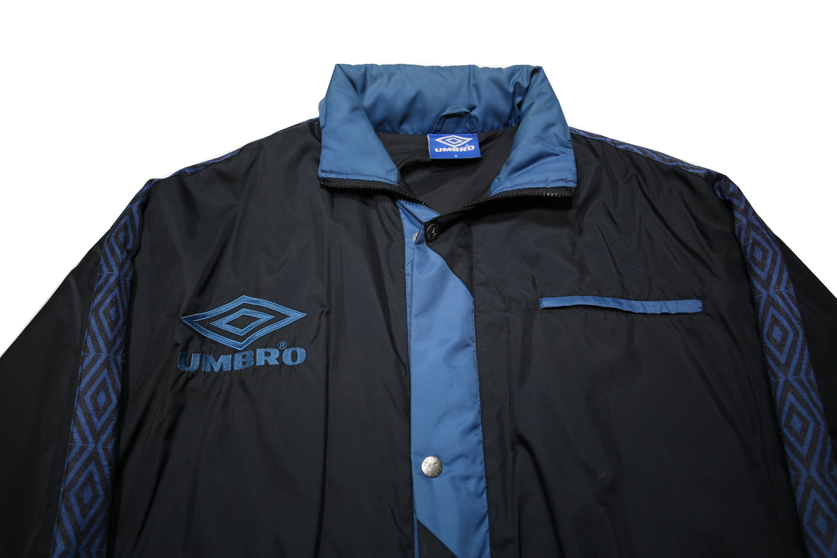 UMBRO Mens Black & Blue Nylon Zip Jacket S Track Retro Sports Casual