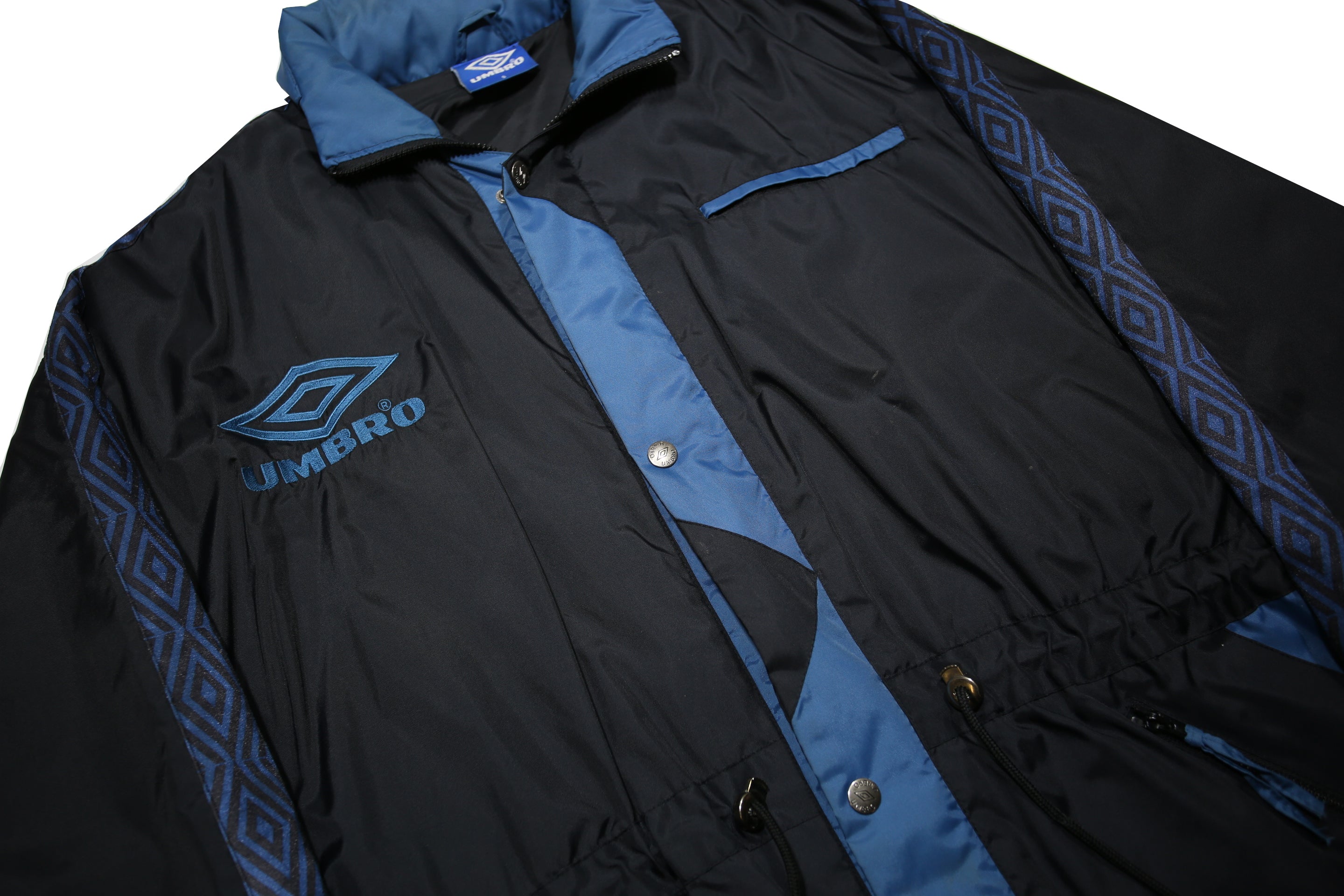 UMBRO Mens Black & Blue Nylon Zip Jacket S Track Retro Sports Casual