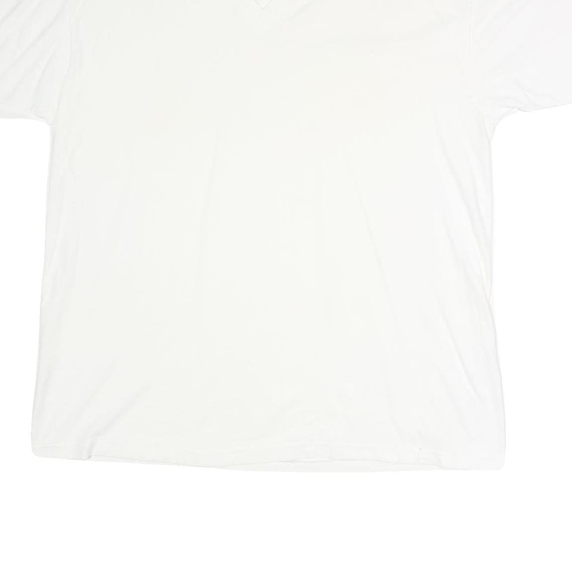 STAFFORD Mens White Plain Cotton T-Shirt 2XL Short Sleeve V-Neck Casual Basic