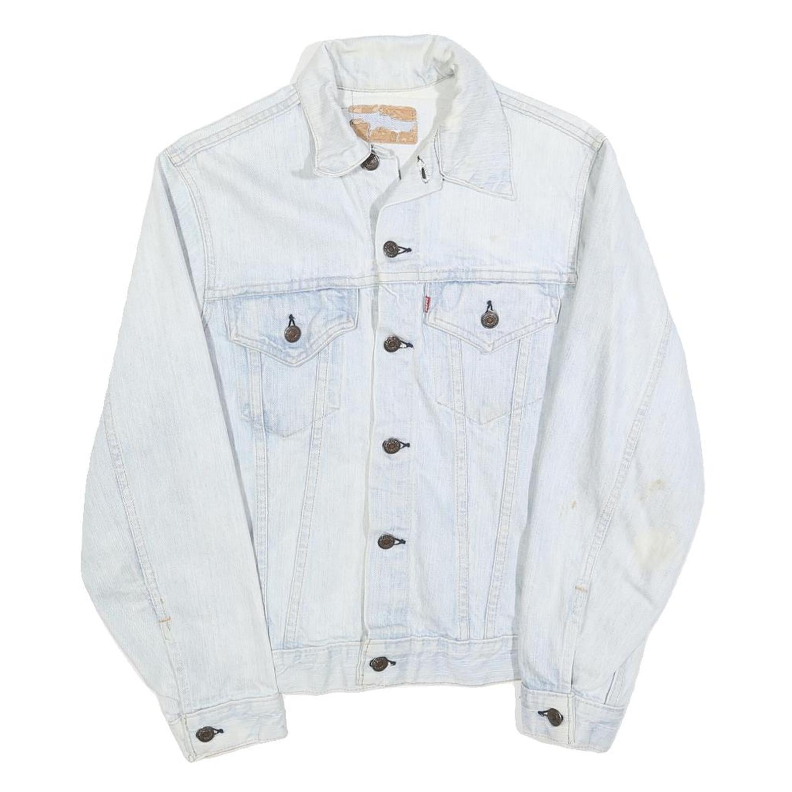 LEVI'S Womens White Denim Jacket S Cotton Button Plain Classic Casual
