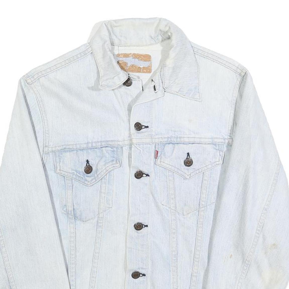 LEVI'S Womens White Denim Jacket S Cotton Button Plain Classic Casual