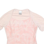 NIKE Womens Light Pink Printed Basic Top Short Sleeve Round Neck M Performance