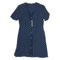 Womens Day Dress Blue Spotted Short Sleeve Knee Length UK 12