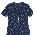 Womens Day Dress Blue Spotted Short Sleeve Knee Length UK 12