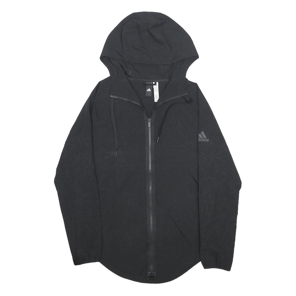 ADIDAS Womens Black Hooded Zip Jacket S Polyester Lightweight Hooded Activewear
