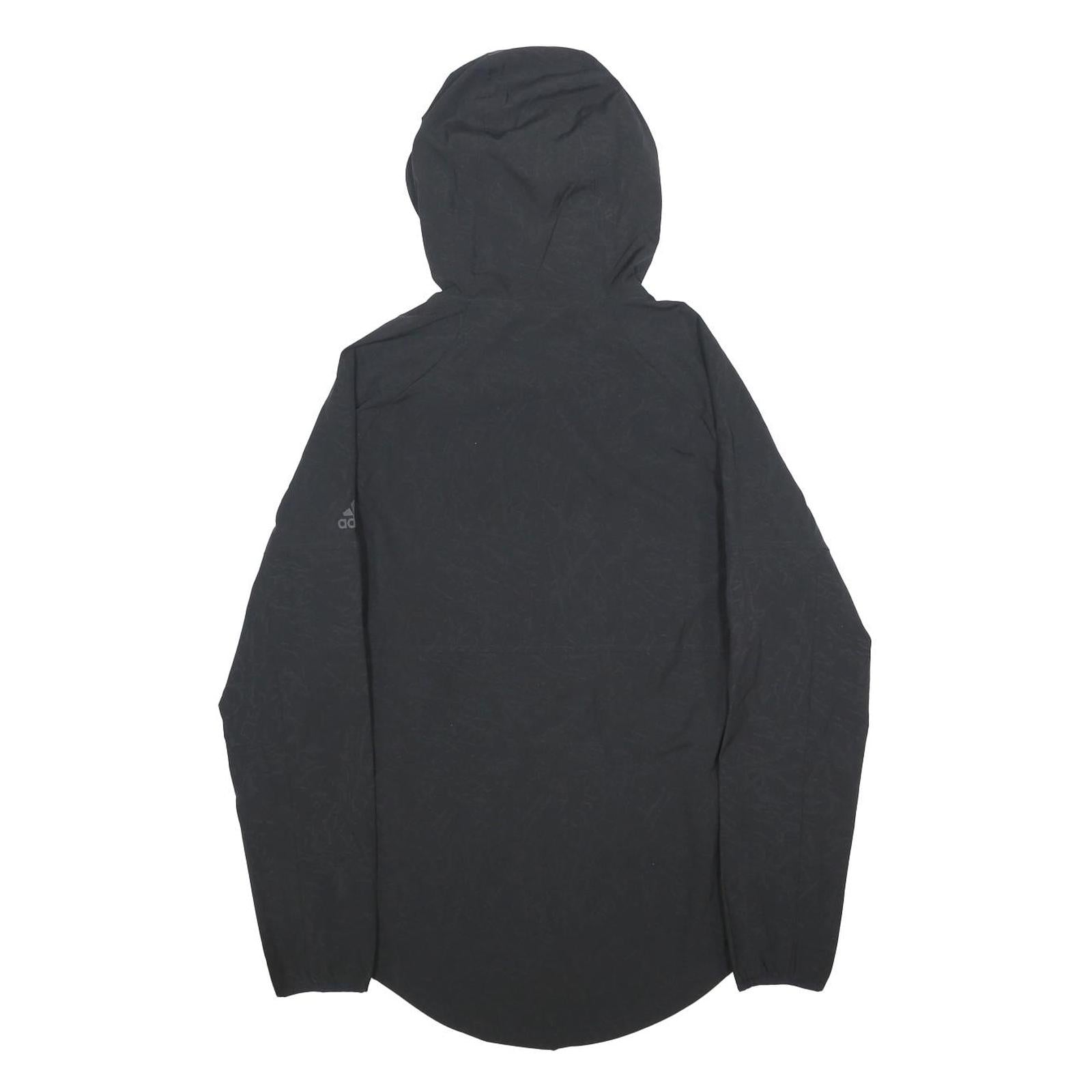 ADIDAS Womens Black Hooded Zip Jacket S Polyester Lightweight Hooded Activewear
