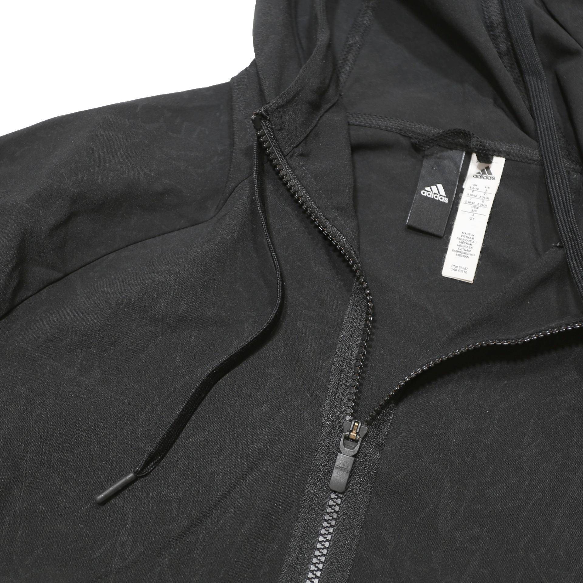 ADIDAS Womens Black Hooded Zip Jacket S Polyester Lightweight Hooded Activewear