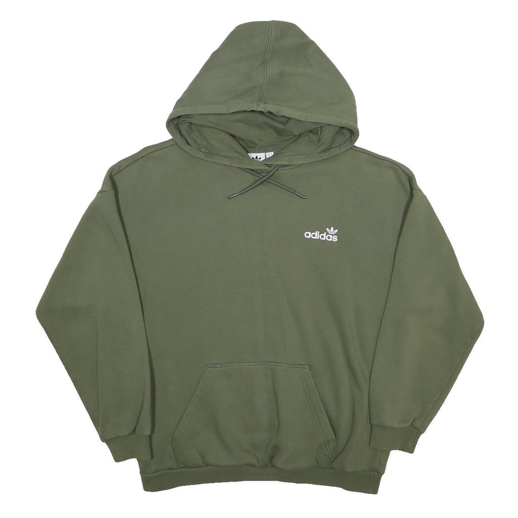 ADIDAS Womens Green Hoodie UK 12 Cotton Blend Casual Pullover Sweatshirt