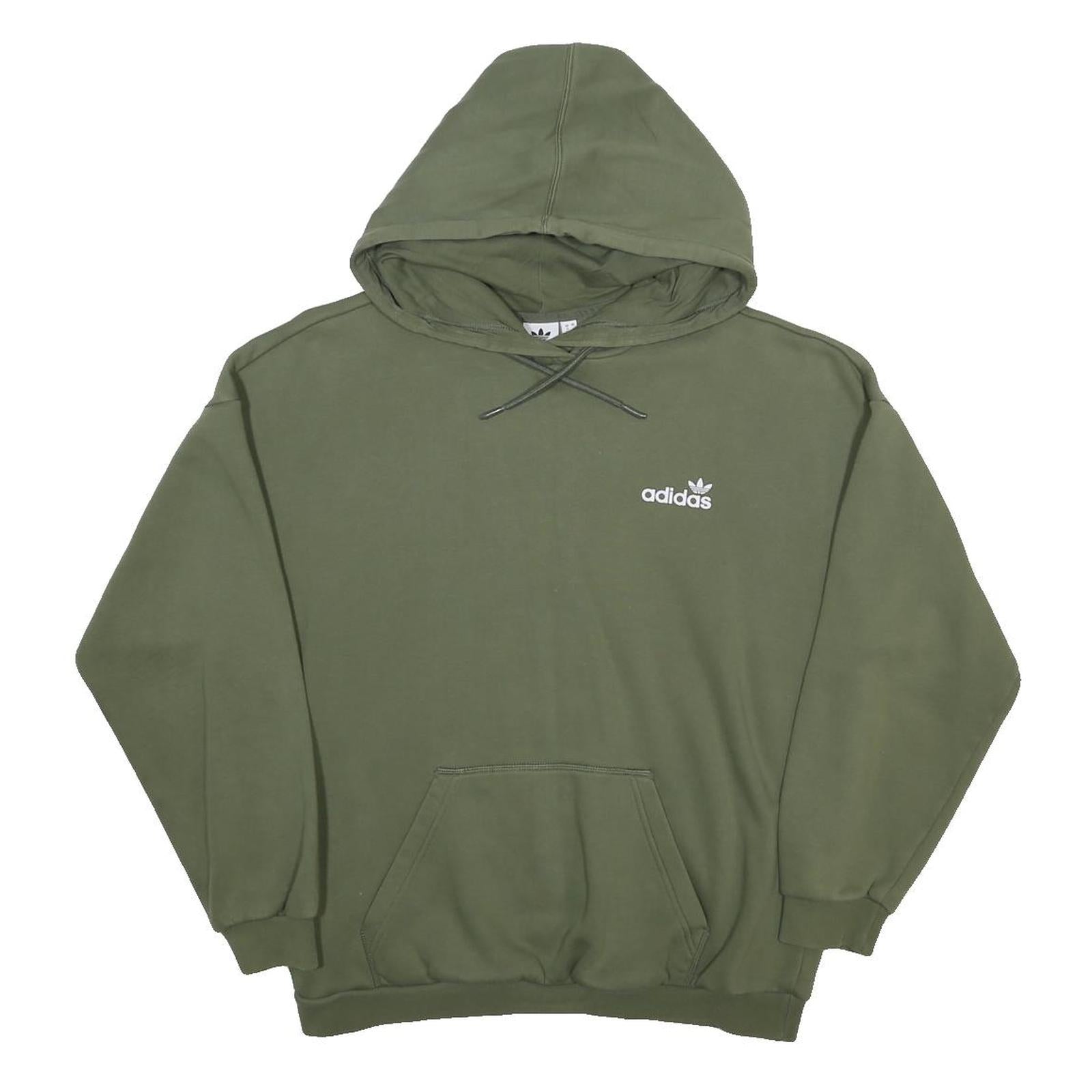 ADIDAS Womens Green Hoodie UK 12 Cotton Blend Casual Pullover Sweatshirt