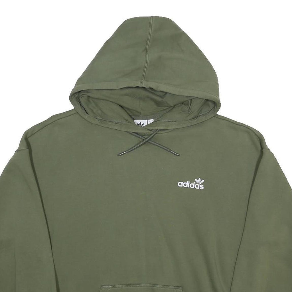 ADIDAS Womens Green Hoodie UK 12 Cotton Blend Casual Pullover Sweatshirt