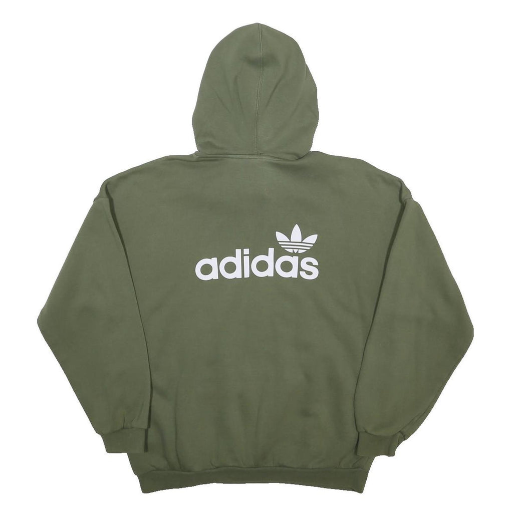 ADIDAS Womens Green Hoodie UK 12 Cotton Blend Casual Pullover Sweatshirt