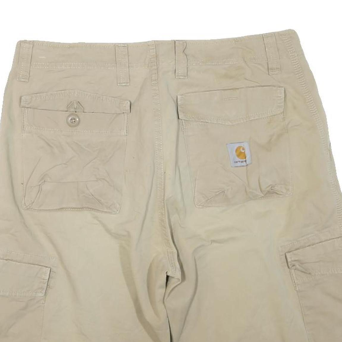 CARHARTT Mens Shorts Beige Cargo Plain L W36 Workwear Durable Cotton Blend