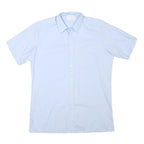 SWISS SHIRT COLLECTION Mens Blue Plain Cotton Blend Shirt M Casual Office Short