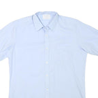SWISS SHIRT COLLECTION Mens Blue Plain Cotton Blend Shirt M Casual Office Short