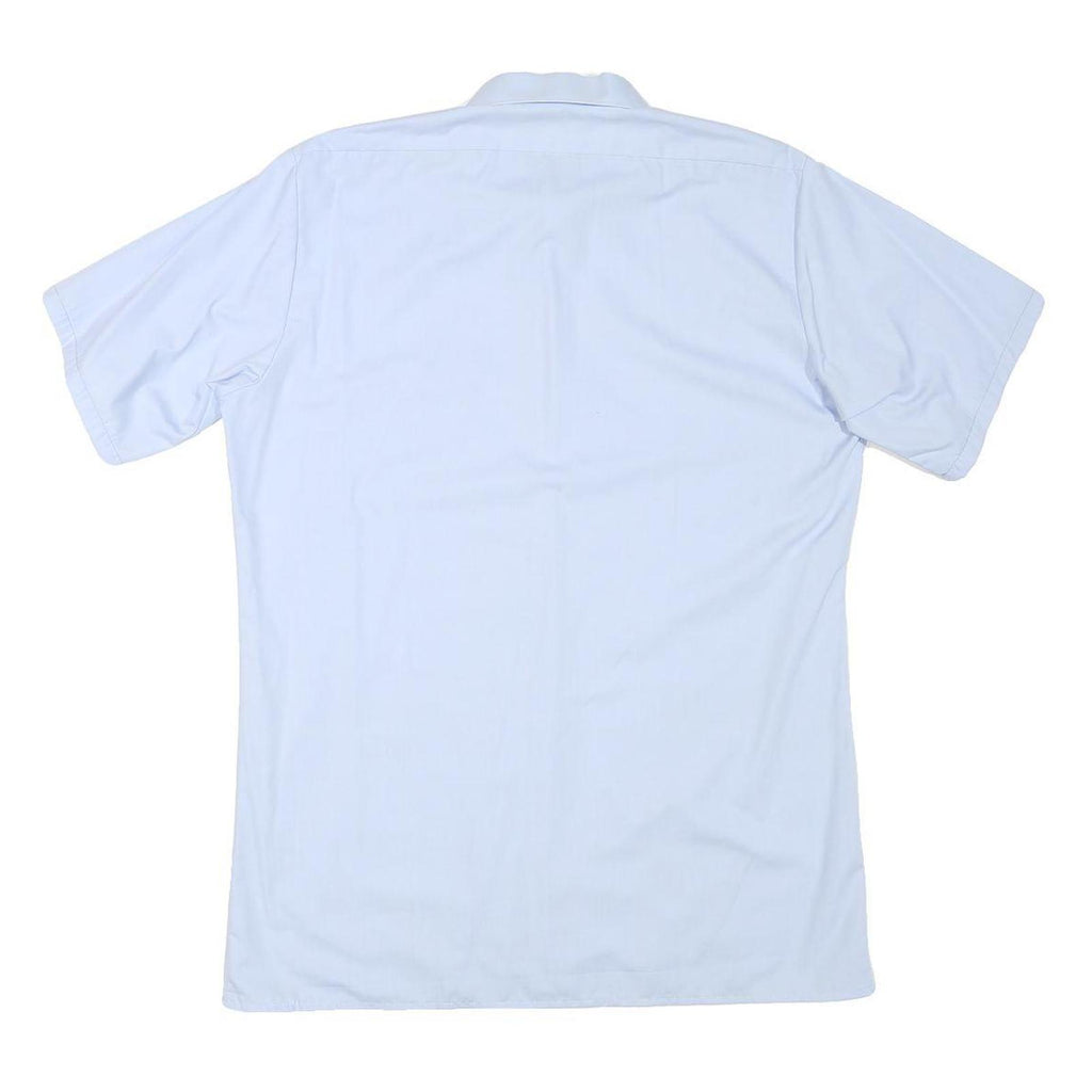 SWISS SHIRT COLLECTION Mens Blue Plain Cotton Blend Shirt M Casual Office Short