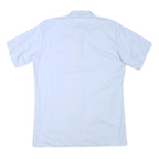 SWISS SHIRT COLLECTION Mens Blue Plain Cotton Blend Shirt M Casual Office Short