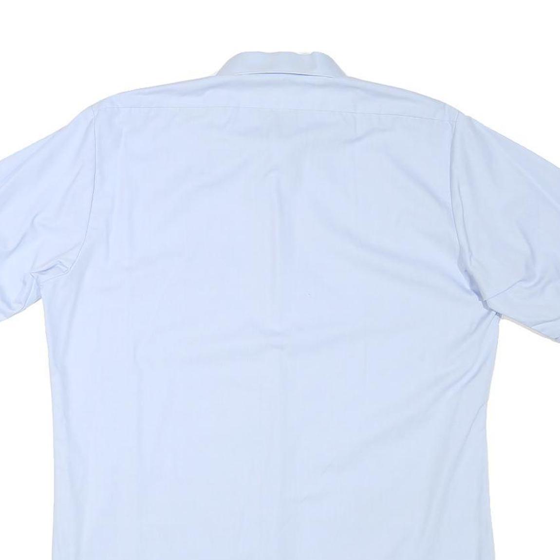 SWISS SHIRT COLLECTION Mens Blue Plain Cotton Blend Shirt M Casual Office Short