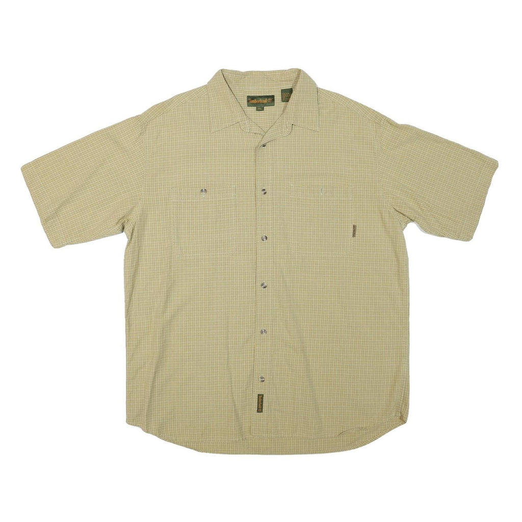 TIMBERLAND Mens Beige Check Shirt XL Cotton Blend Casual Short Sleeve