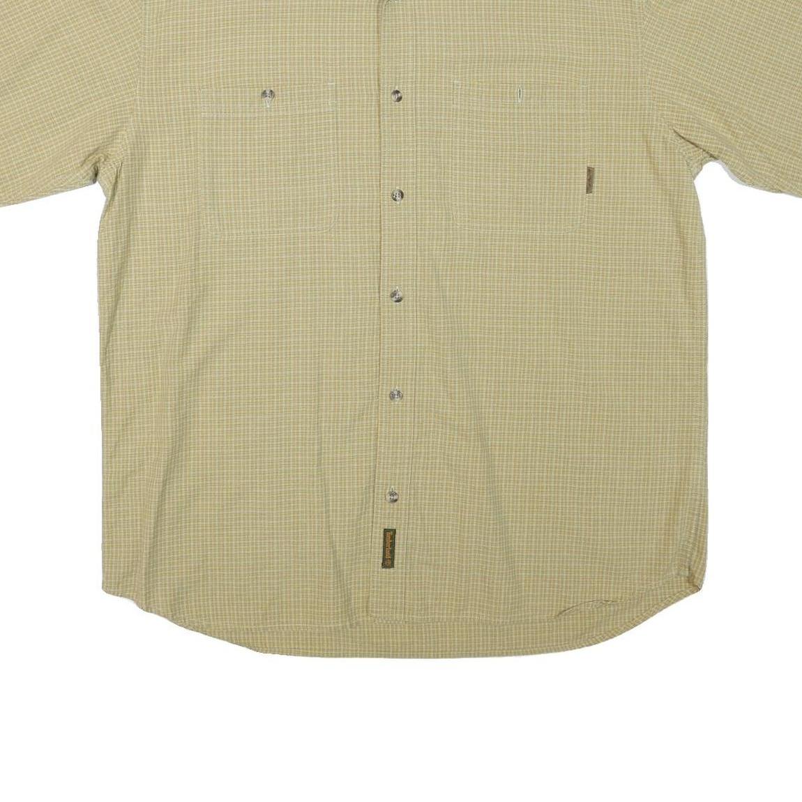 TIMBERLAND Mens Beige Check Shirt XL Cotton Blend Casual Short Sleeve