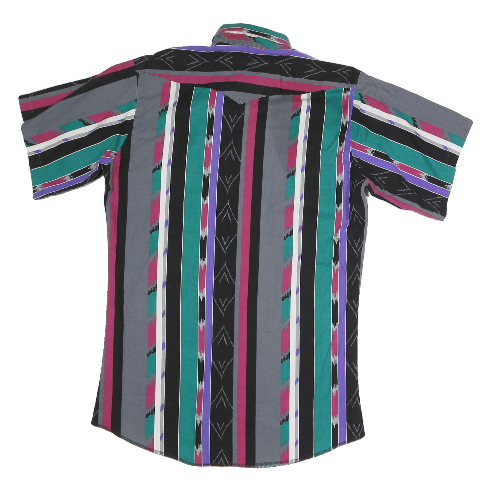 PANHANDLE Mens Black & Green Short Sleeve Striped Shirt M Casual Printed