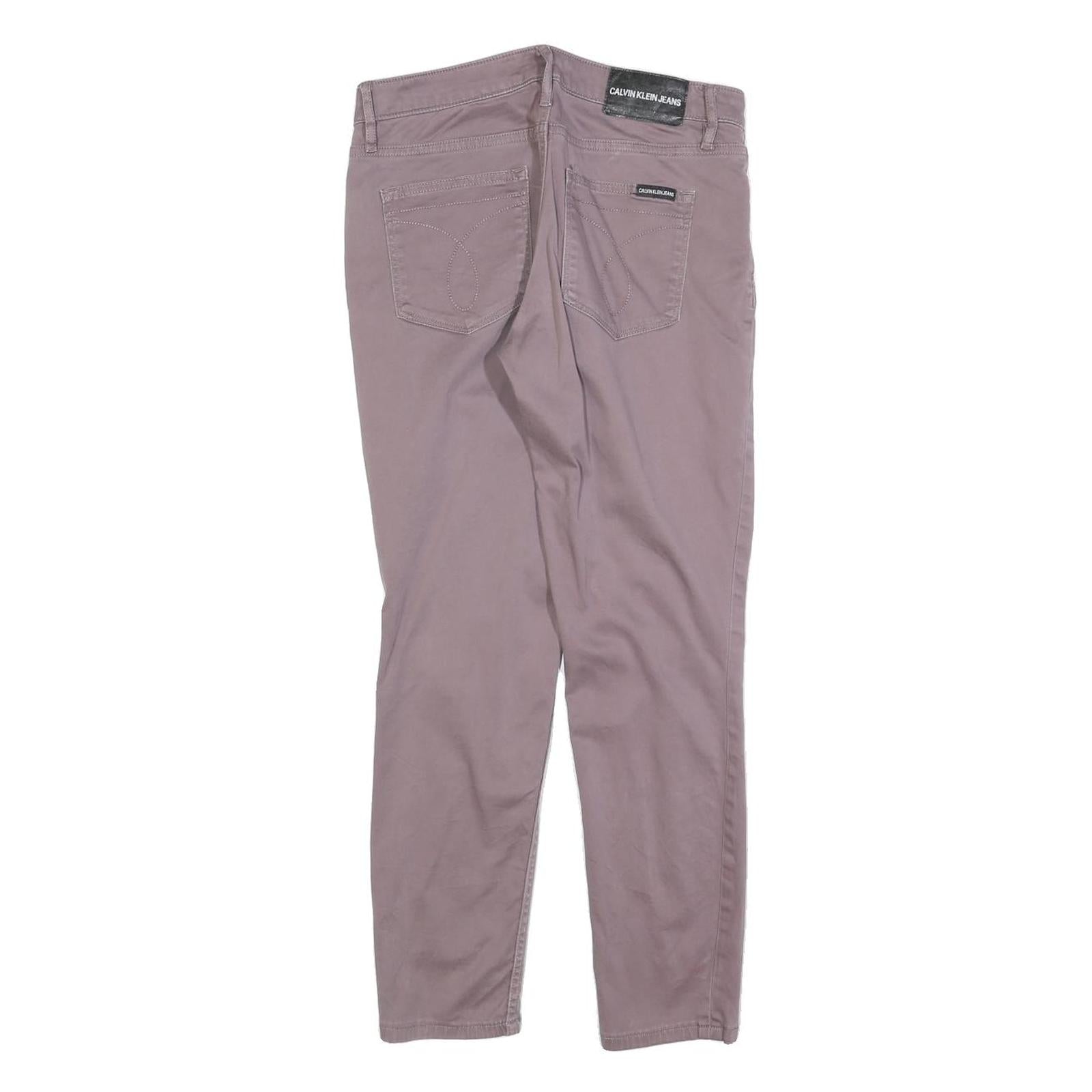 CALVIN KLEIN JEANS Womens Cotton Blend Mauve Slim Skinny Trousers W28 L25
