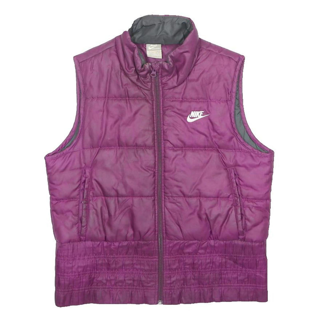 NIKE Womens Purple Puffer Sleeveless Jacket M Polyester Zip Athletic Vest