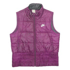 NIKE Womens Purple Puffer Sleeveless Jacket M Polyester Zip Athletic Vest