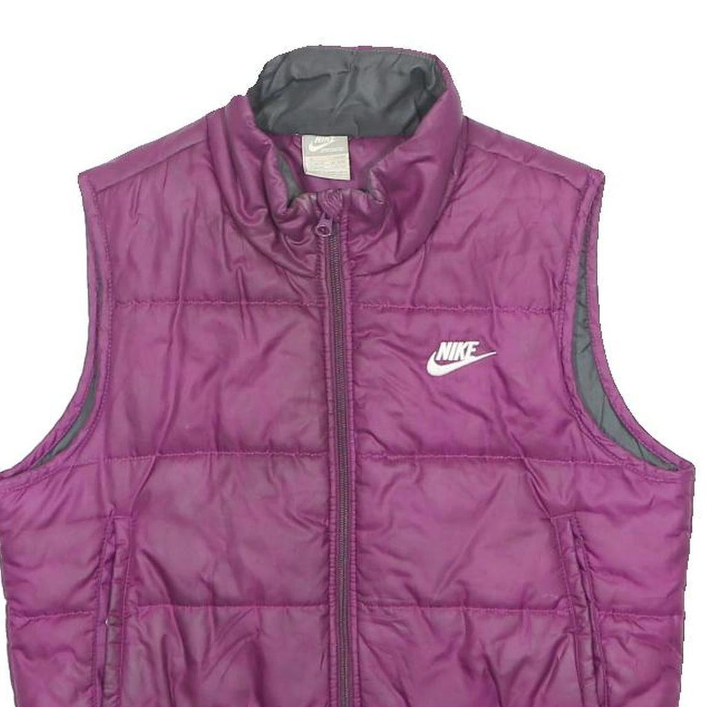 NIKE Womens Purple Puffer Sleeveless Jacket M Polyester Zip Athletic Vest