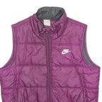 NIKE Womens Purple Puffer Sleeveless Jacket M Polyester Zip Athletic Vest