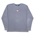 NIKE Mens Blue Crew Neck L Sweatshirt Cotton Blend Pullover Classic Logo
